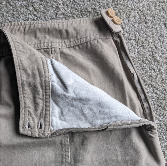 Pendleton 100% cotton tan full length a-line skirt pockets zip side button - Picture 5 of 12